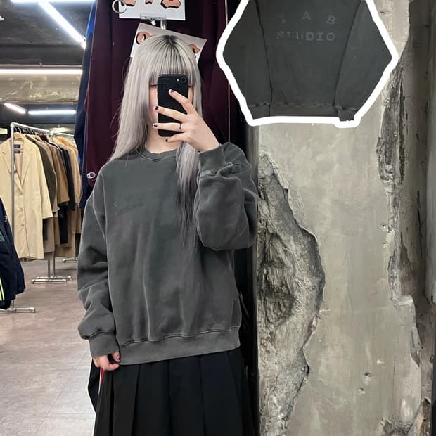 아이앱 스튜디오 기모 맨투맨 차콜 M #csz3523