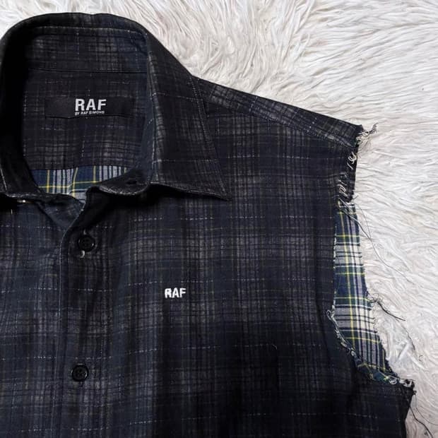 라프시몬스 RAF by SIMONS Cut-off Check Shirt 