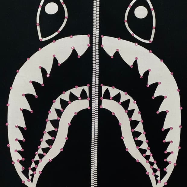 베이프 샤크 크리스탈 핑크 스톤 반팔(택o)