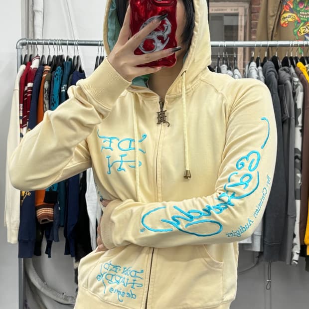 에드하디 올드스쿨 크림 후드집업