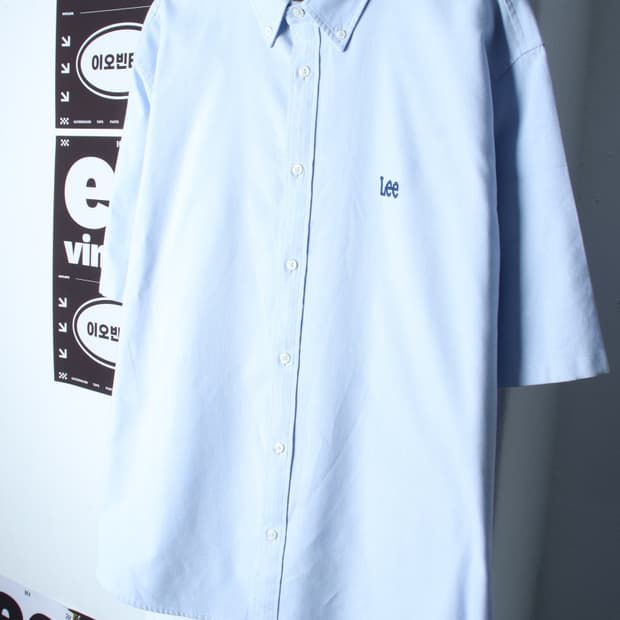 (XL-2XL) 리 반팔셔츠 남방 빅사이즈 옥스퍼드 연블루-H34472