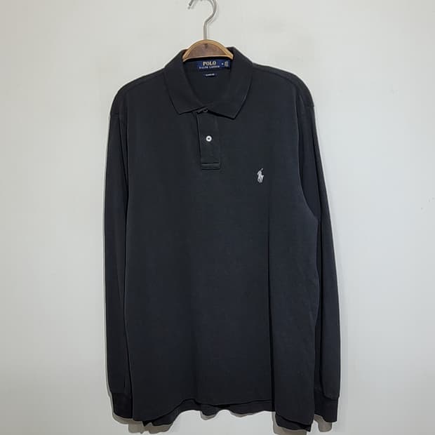 (L) 랄프로렌 폴로 카라티 차콜 긴팔 티셔츠 