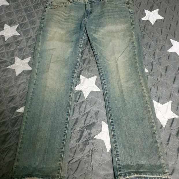 플랙진 롱 슬랜더 빈티지 워싱 513 USA 원사 데님팬츠 (M)