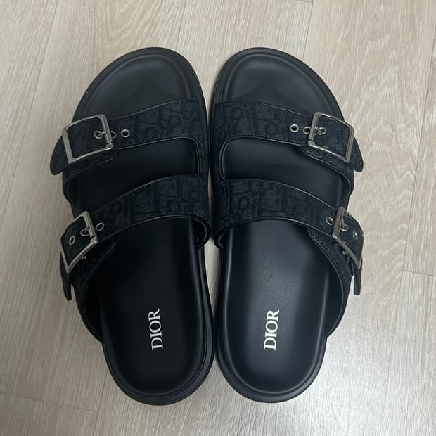 디올 아쿠아 샌들 블랙 디올 오블리크 자카드