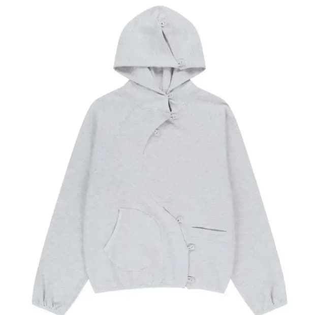 산산기어 버튼 후디 멜란지 화이트 2