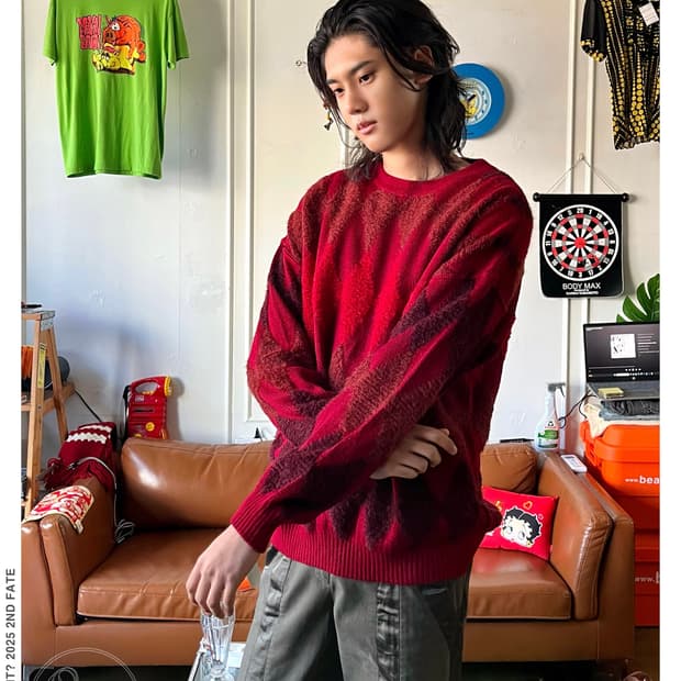 Italian Mohair Old Argyle Knit Sweater