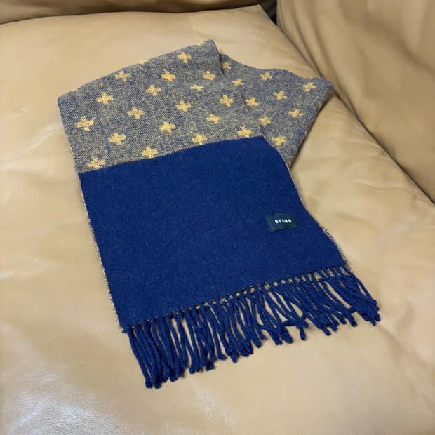 Beams 빔즈 투톤 브라운 네이비 머플러 목도리