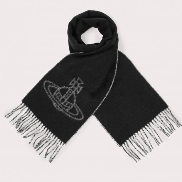 비비안웨스트우드 25fw 싱글 ORB 양면 머플러/블랙