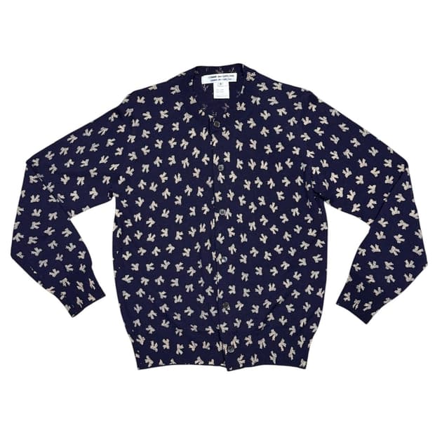 꼼데가르송 이태리산 울 100% 리본 패턴 가디건