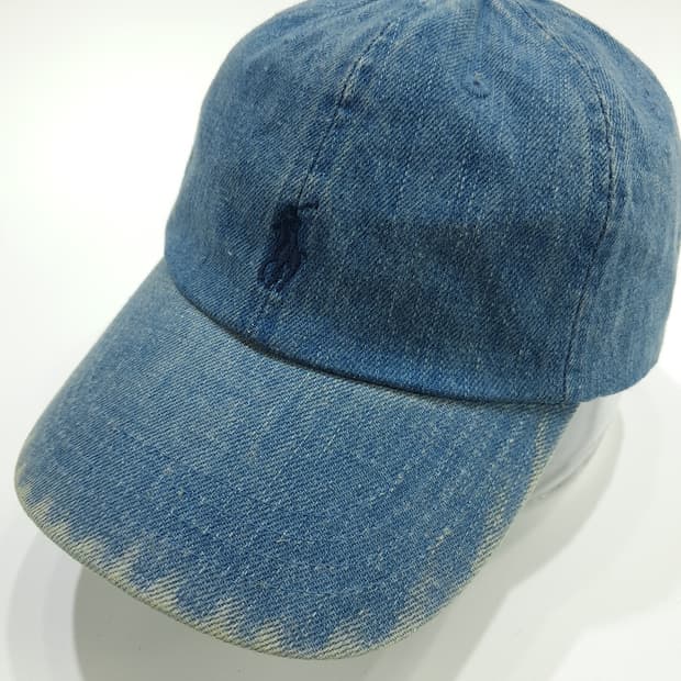 CN737 폴로 랄프로렌 데님 블랙 자수 볼캡 모자