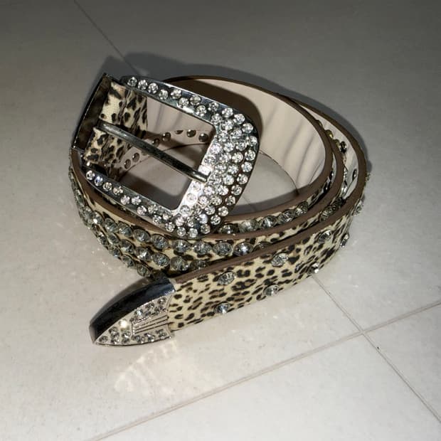 비비사이먼st 레오파드 큐빅 벨트