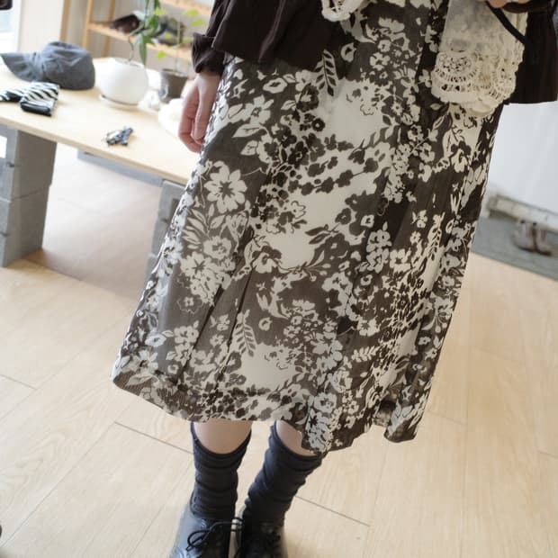 꽃 미디 스커트 