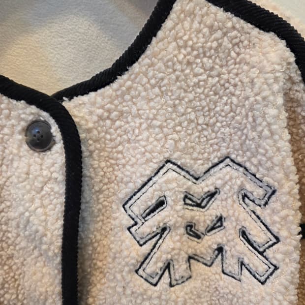 코오롱스포츠 아이보리 뽀글이 하프 자켓