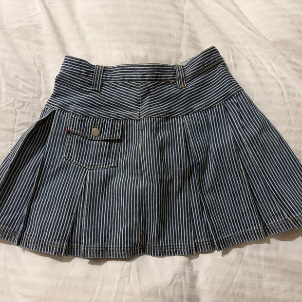 네이비 스트라이프 스커트 펑크