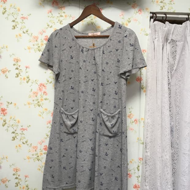 포켓 셔링 반팔 레이어드 원피스