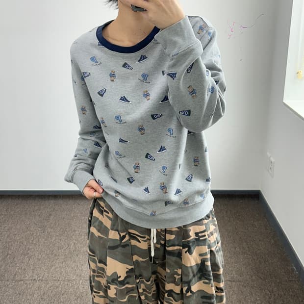 Polo 폴로 베어 패턴 그레이 롱 슬리브