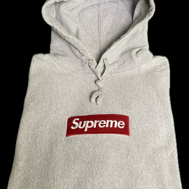 15fw 슈프림 박스 로고 후드티 회색