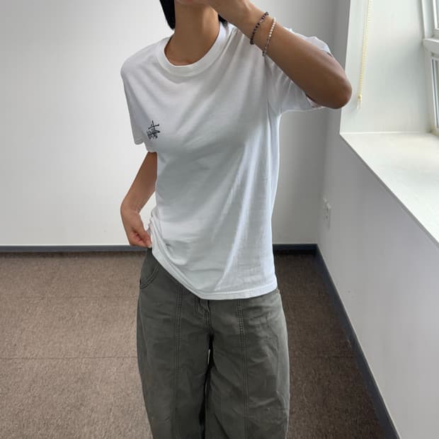 Stussy 스투시 백 빅 로고 화이트 반팔