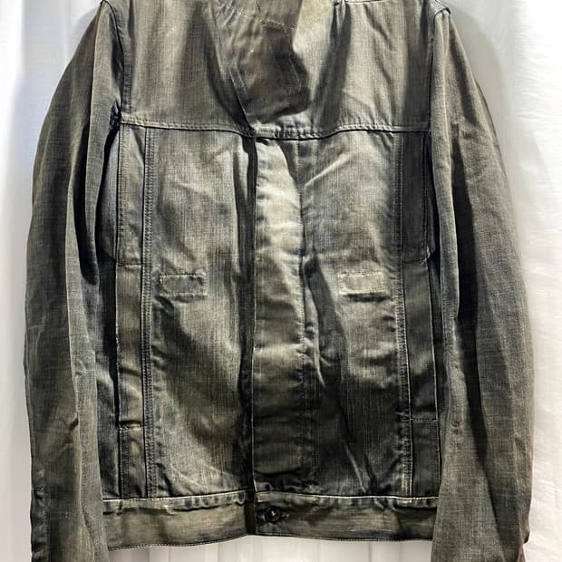 릭오웬스/ 슬레이브 코팅 데님 자켓/ L