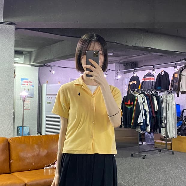 폴로 랄프로렌 옐로우 하프슬리브 가디건 B4677