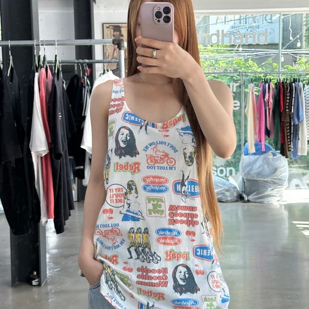 히스테릭글래머 히스걸 그래픽 백타이 슬리브리스 원피스
