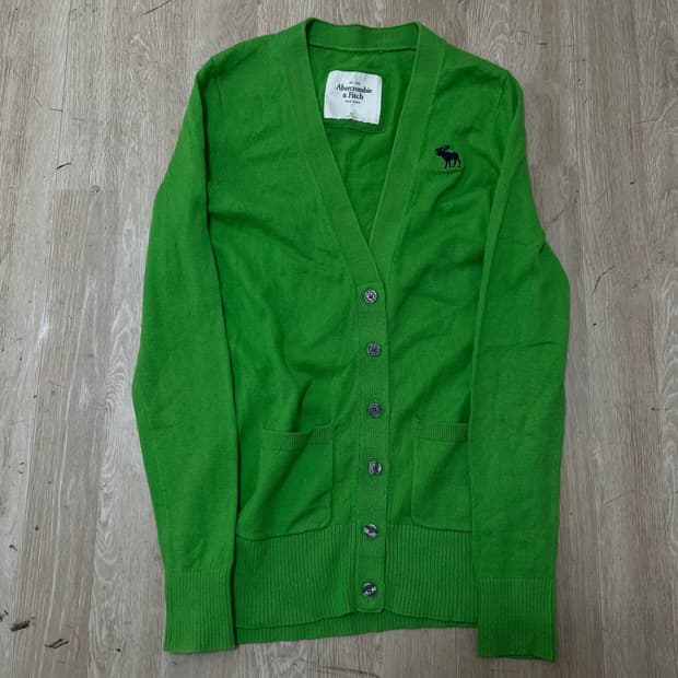 아베크롬비 그린 브이넥 니트 가디건 M/95 