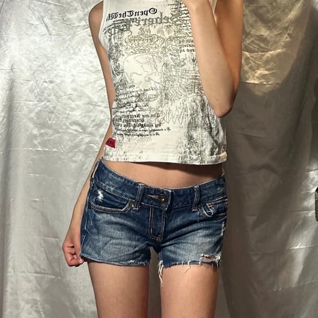 punk glitter detailed y2k sleeveless