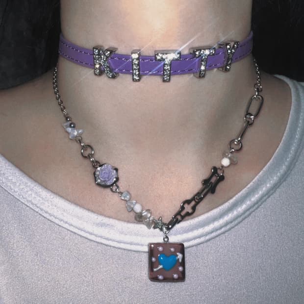 💜2line kitty choker