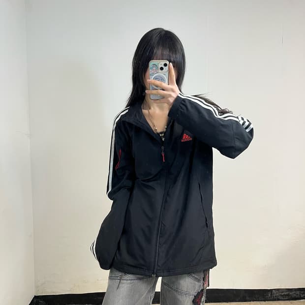 Adidas black windbreaker