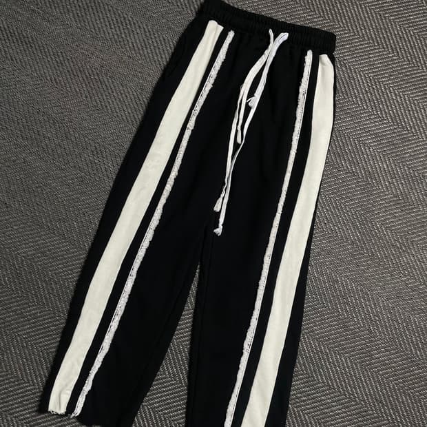 빈티지 투톤 테슬 라인 와이드 트레이닝 팬츠y 5263