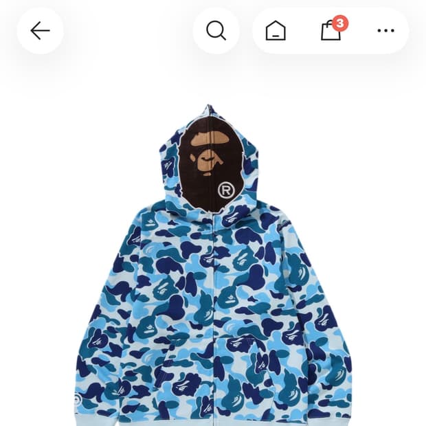 베이프 ABC 카모 세컨드 에이프 풀집 후드 블루