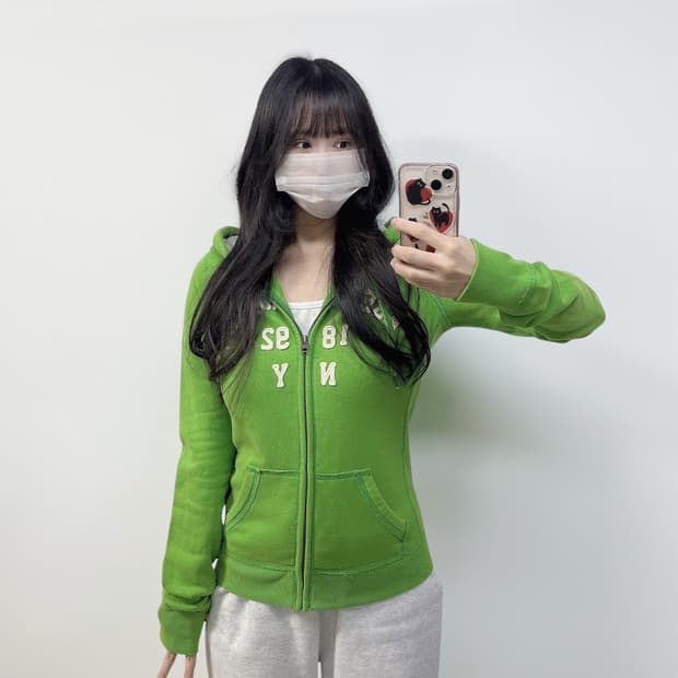 아베크롬비 아치 로고 후드집업 그린