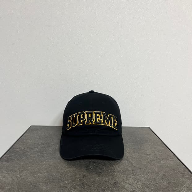 슈프림 워시드 블랙 로고 볼캡 모자 6패널 캡