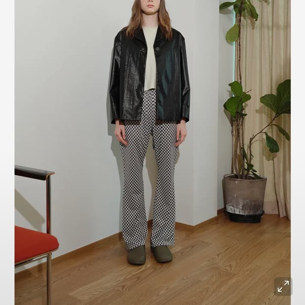 엔조 블루스 체크 슬림핏 팬츠 S