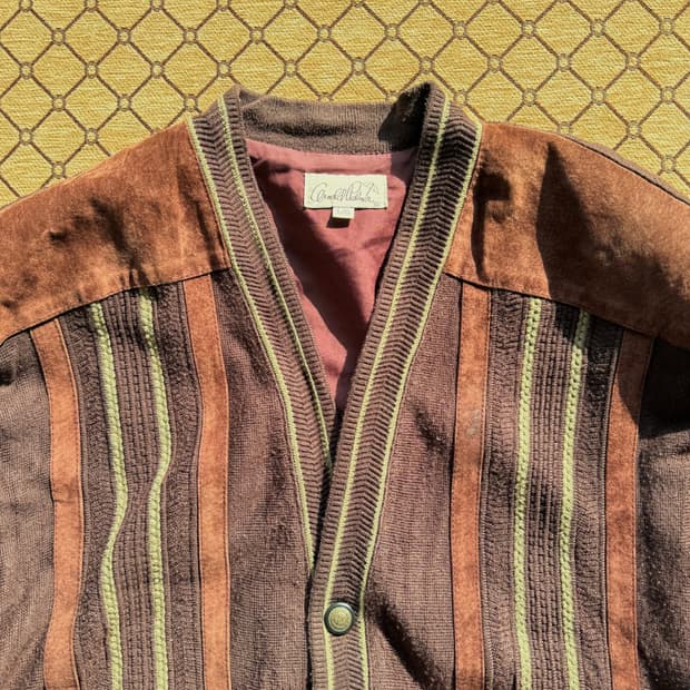 빈티지 버건디 레터 가디건