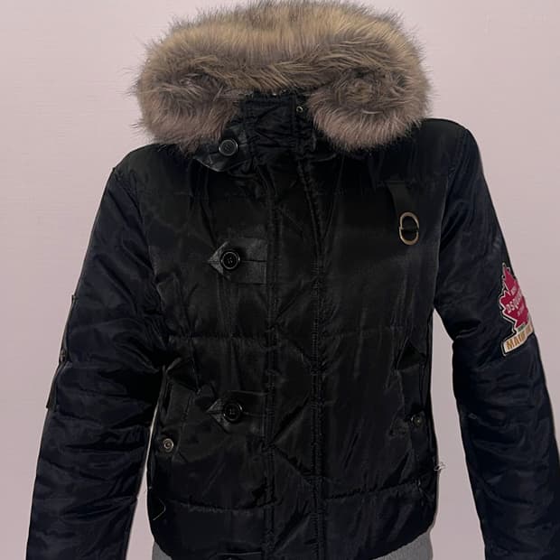 디스퀘어드 퍼 후드 점퍼 숏패딩