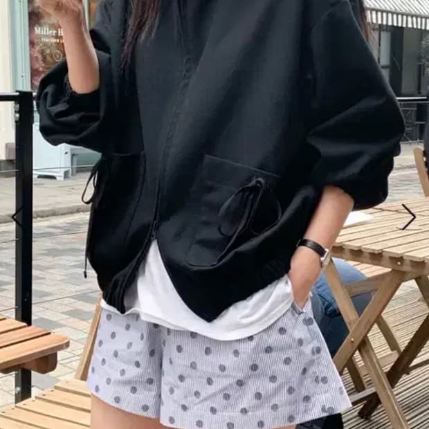 상태좋음) 헤이그 리본 블루종 블랙 Haag ribbon blouson 