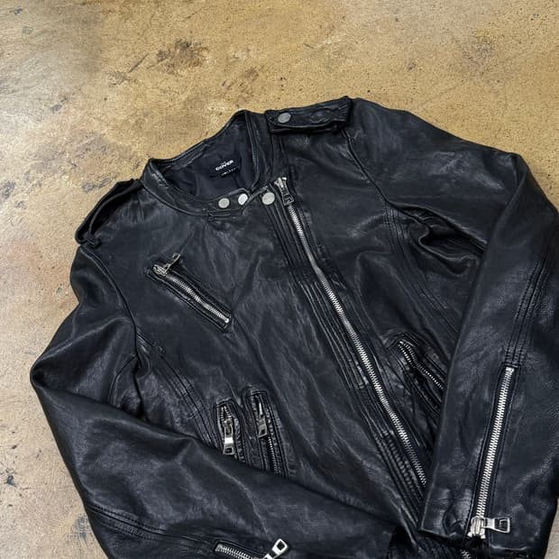 [정품] COVER 블랙 가죽 라이더 자켓 b14