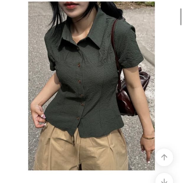 키미스 라인 긱시크 유니크 엠보 포인트 빈티지 버튼 카라 하프 셔츠
