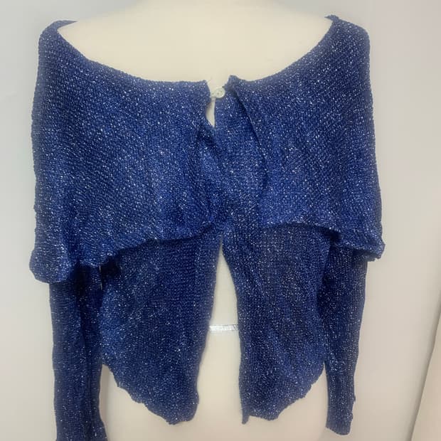 블루 글리터 숄 가디건