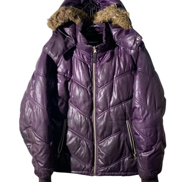 빈티지 퍼 후드 푸퍼 자켓