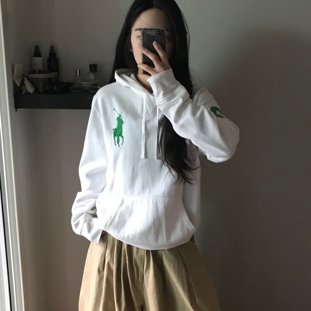 폴로 랄프로렌 빅 포니 화이트 후드티