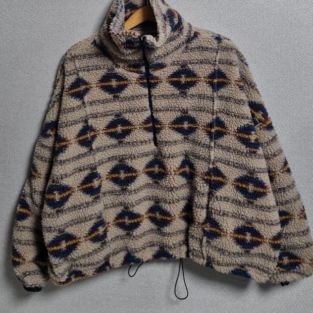 ~L (77) 앤드모어 패턴 반집업 후리스 맨투맨