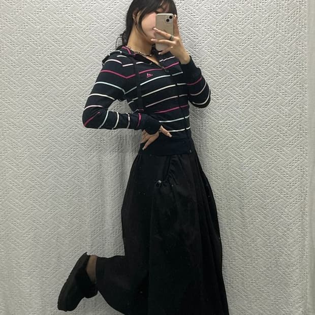 아디다스 자수로고 Y2K 스트라이프 후드집업 85 C06387