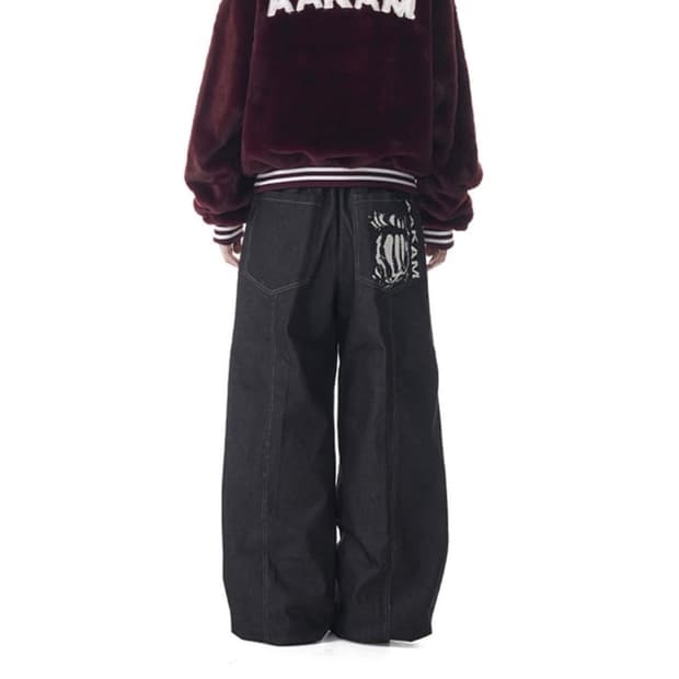 아캄 AAKAM 데님 턱 팬츠 블랙