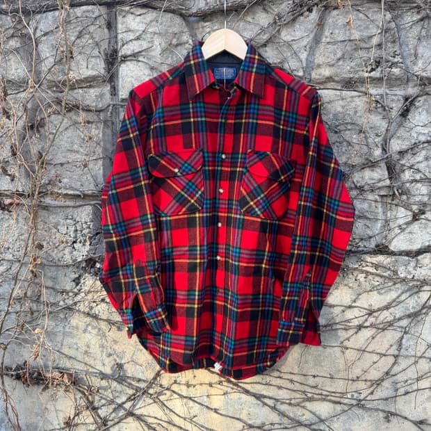 80s 펜들턴 울 체크 셔츠 made in usa