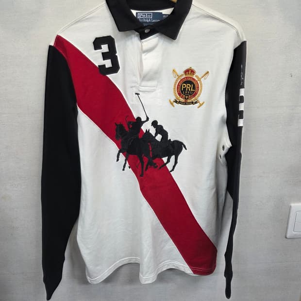 폴로랄프로렌 엘보우패치 빅로고 럭비 카라긴팔 Lg