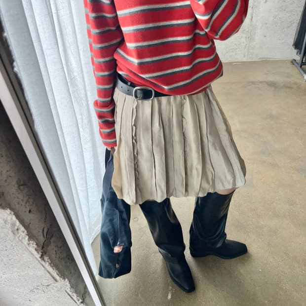 Rene 르네 러플 벌룬 스커트 베이지