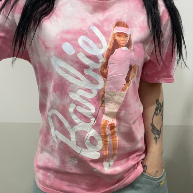 Barbie 바비 골프걸 핑크 타이다이 반팔 티셔츠