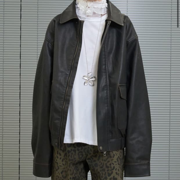 Picky society Leather Jacket (Brown)